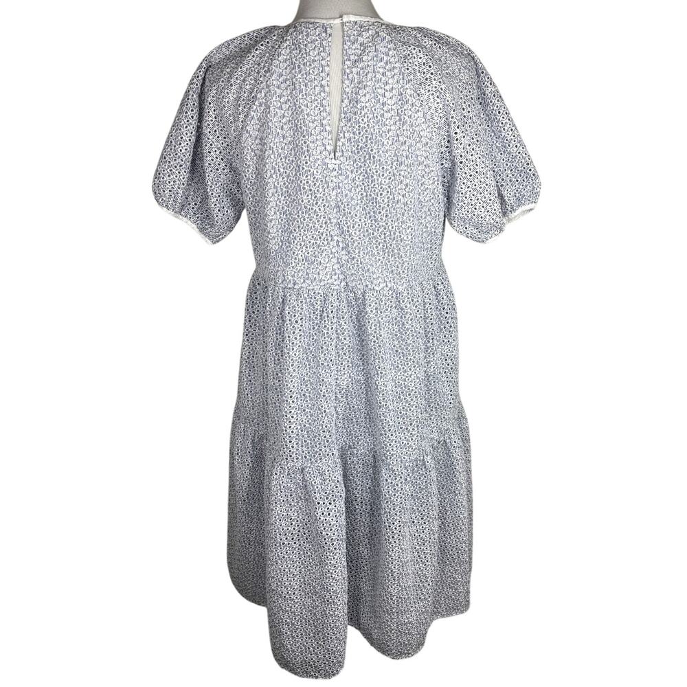 Everlane Tiered Eyelet Dress, Blue, White, Size Small - Picture 2 of 10